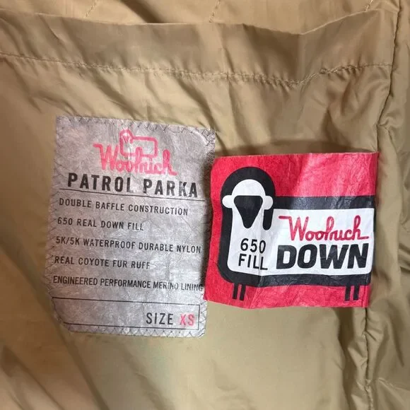 Woolrich Patrol Goose Down Grey Parka Coat Women’s Sz XS